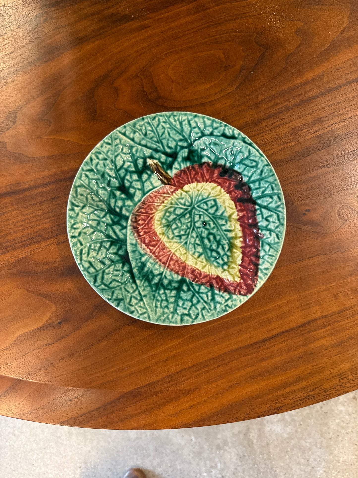 Pair of Majolica Begonia Leaf Dessert Plates