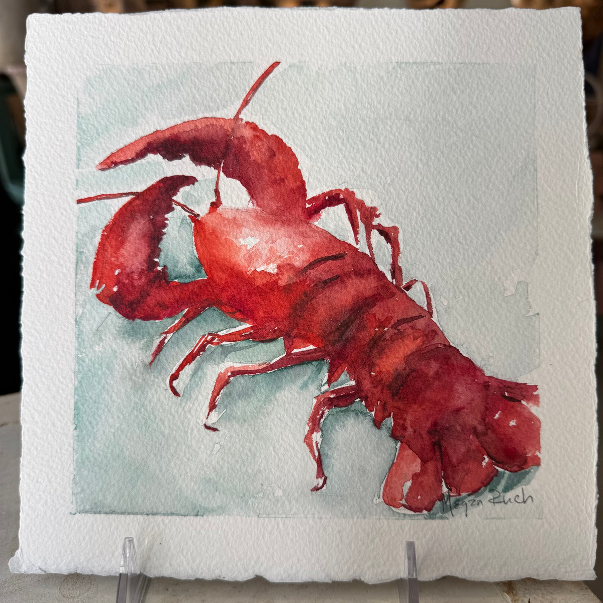 Gray “Lobster” Unframed Watercolor Megan Ruch