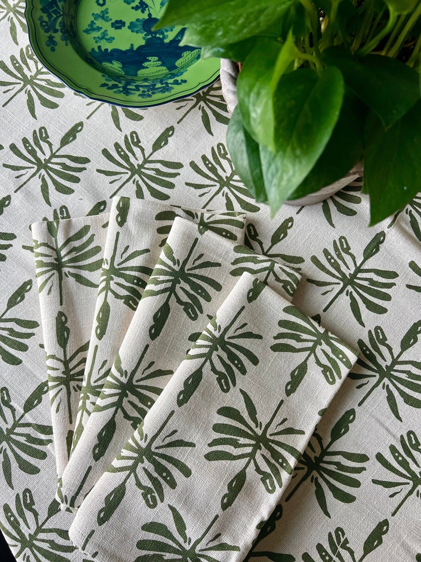 Dragonfly Napkins in Green - Set of 4