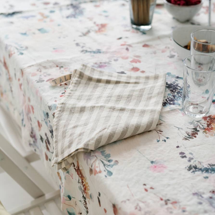 Natural White Stripes Linen Kitchen Towel