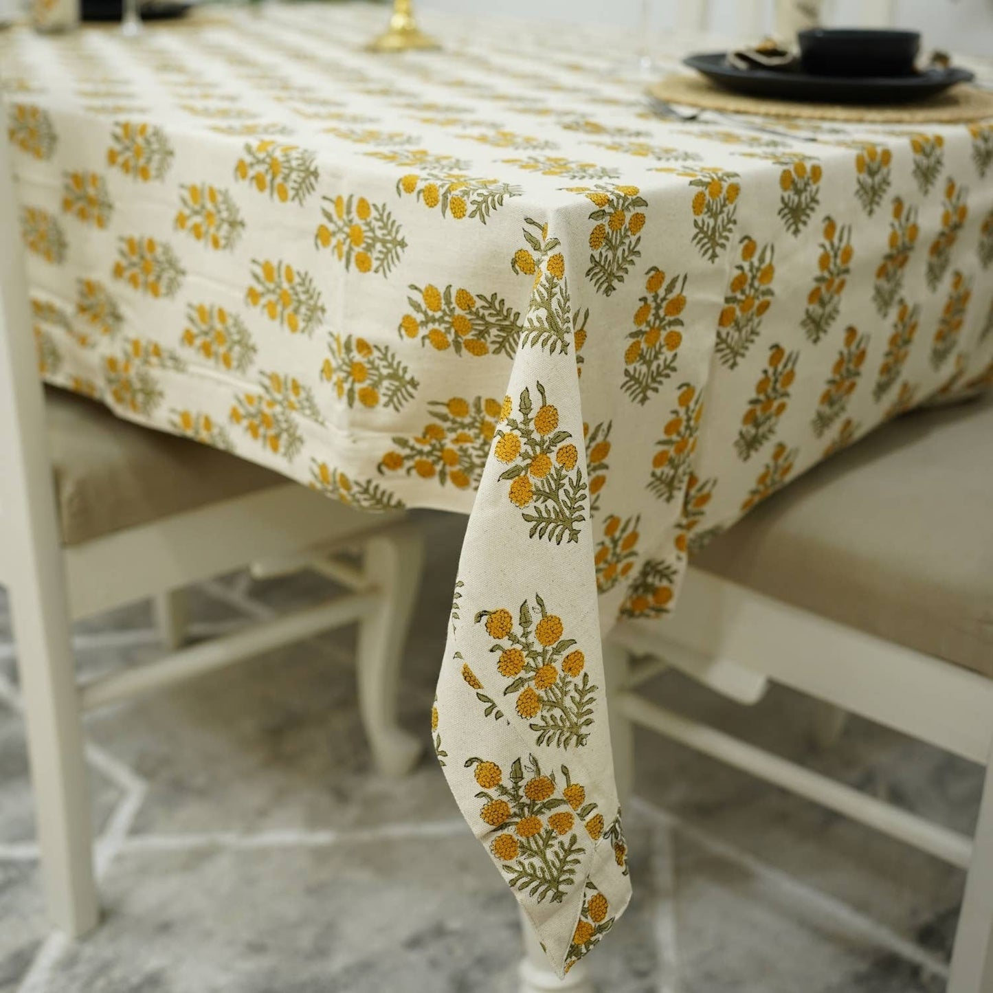 Hajara Hand Block Print Tablecloth - 10 Seater
