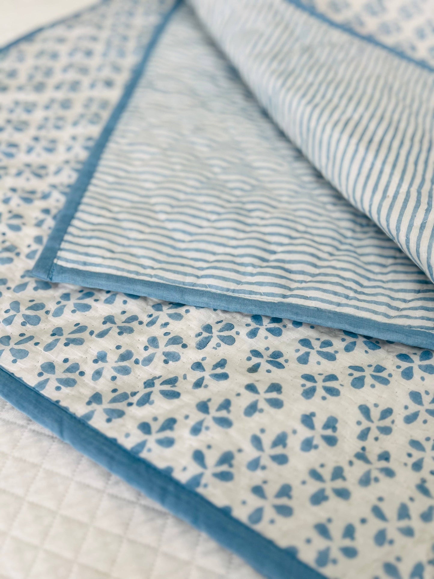 Reversible Baby Blanket in Blue