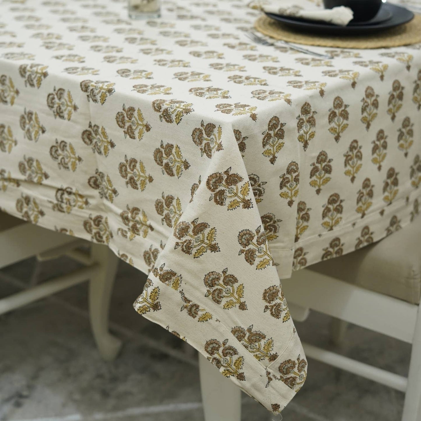 Traffic Light Block Print Tablecloth - 6 Seater