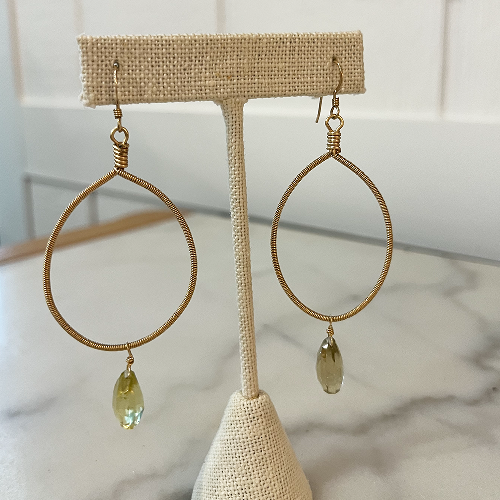 Gold Wire Wrap Teardrop with Garnet