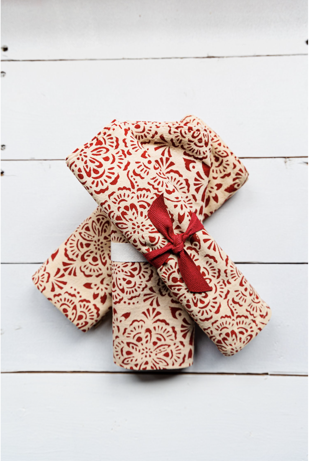Passiflora Kashish Hand Block Printed Napkin - Red