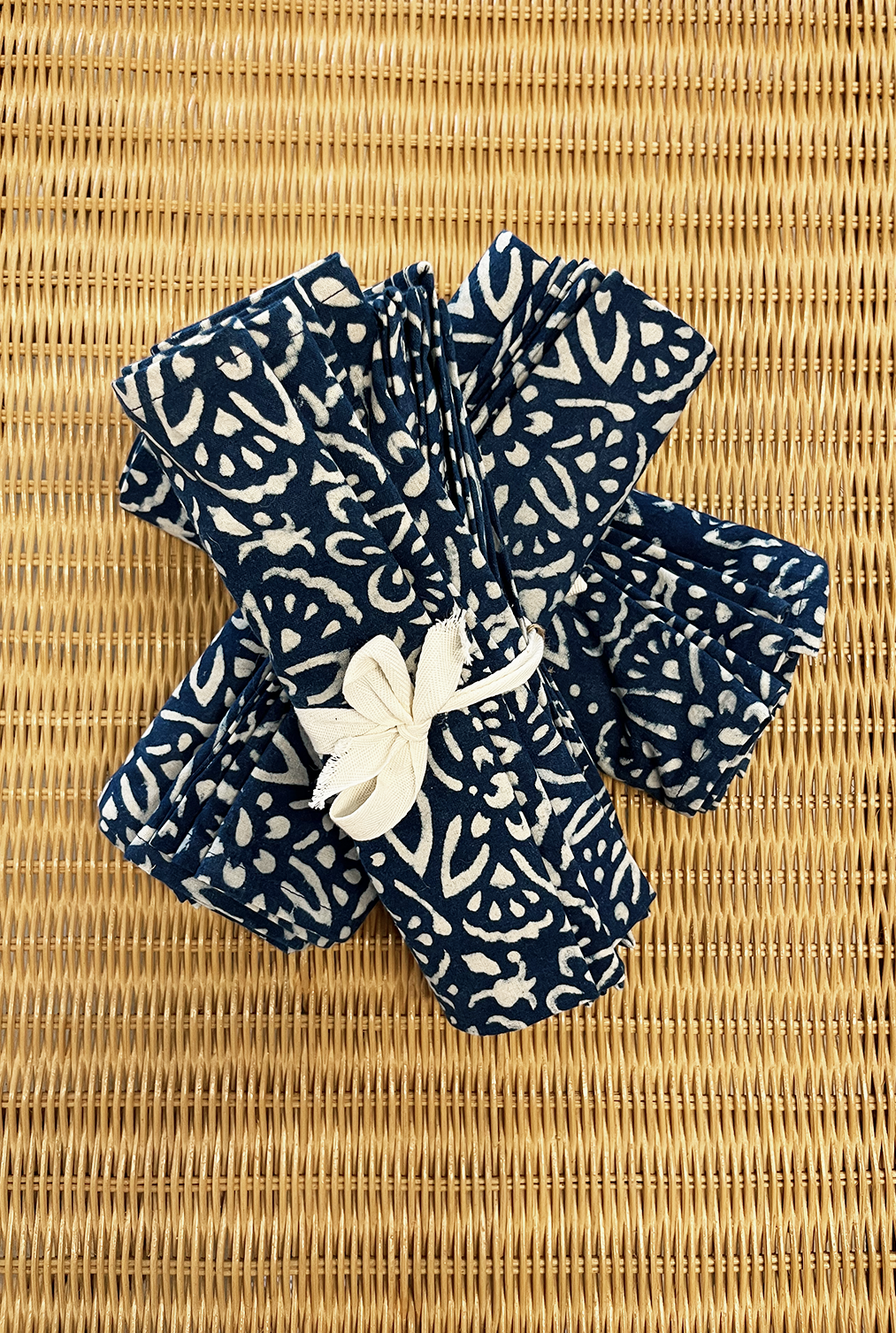 Set of 4 Hand Block Printed Napkins - Indigo