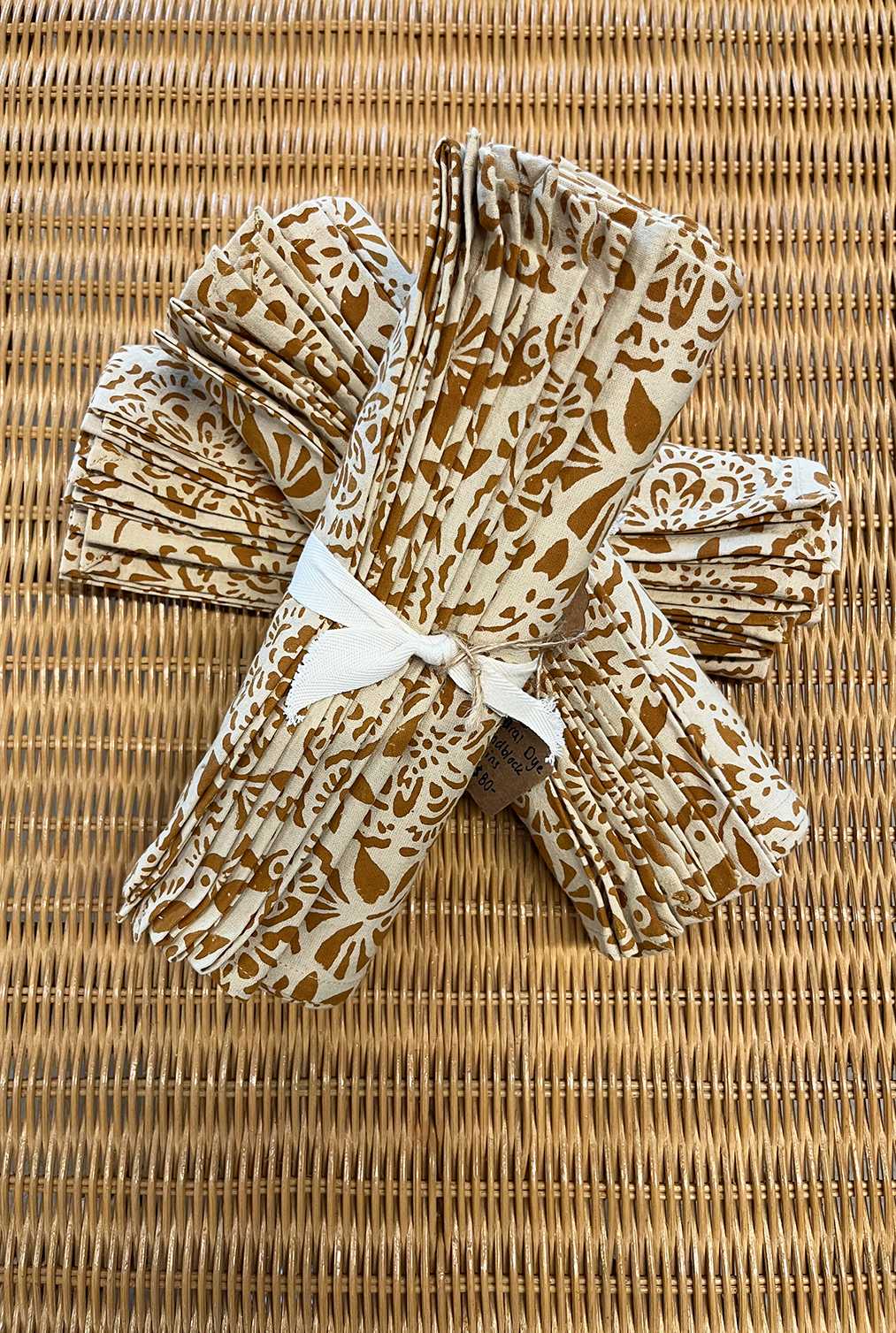 Passiflora Kashish Hand Block Printed Napkins - Ochre