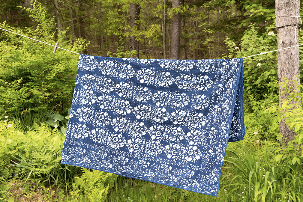Elsa Hand Block Printed Tablecloth - Indigo