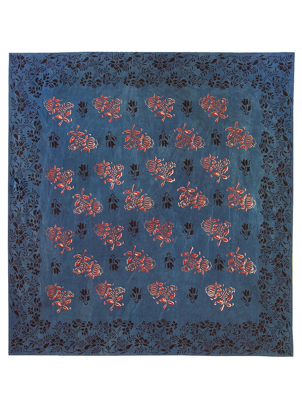 Hand Block Printed Square Tablecloth Chakoli Red Jahota