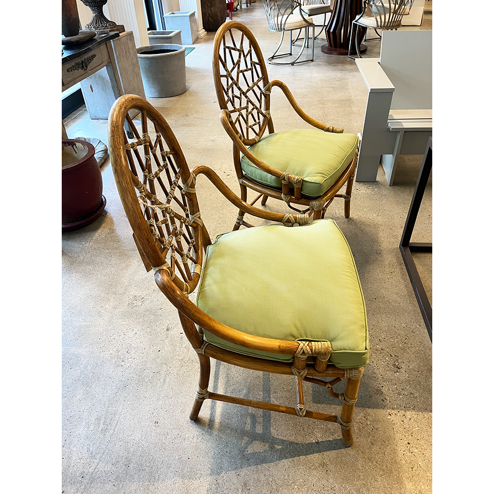 1950s McGuire Chinese Chippendale Bamboo Chairs - Set of 4