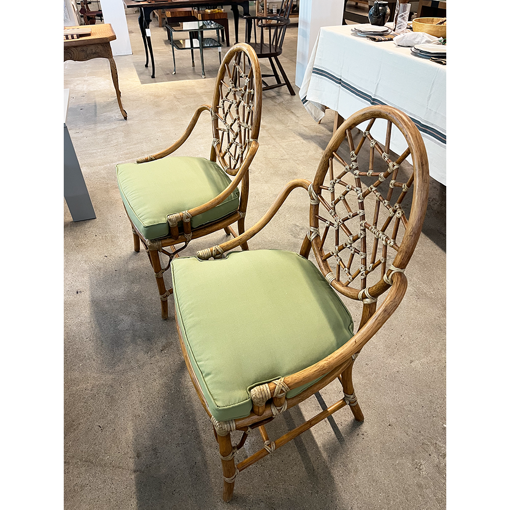 1950s McGuire Chinese Chippendale Bamboo Chairs - Set of 4