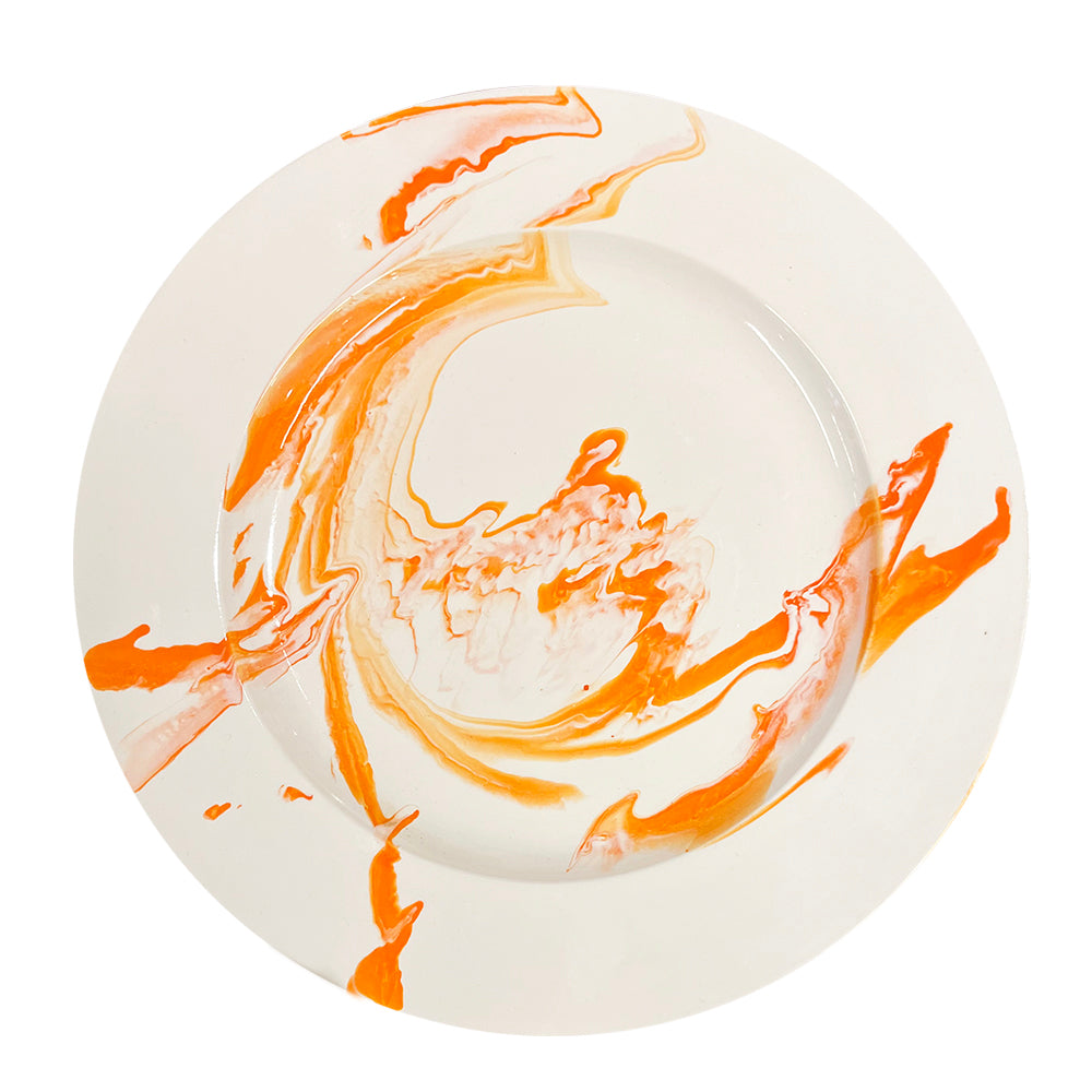 Dinner Plate - Marble in Orange