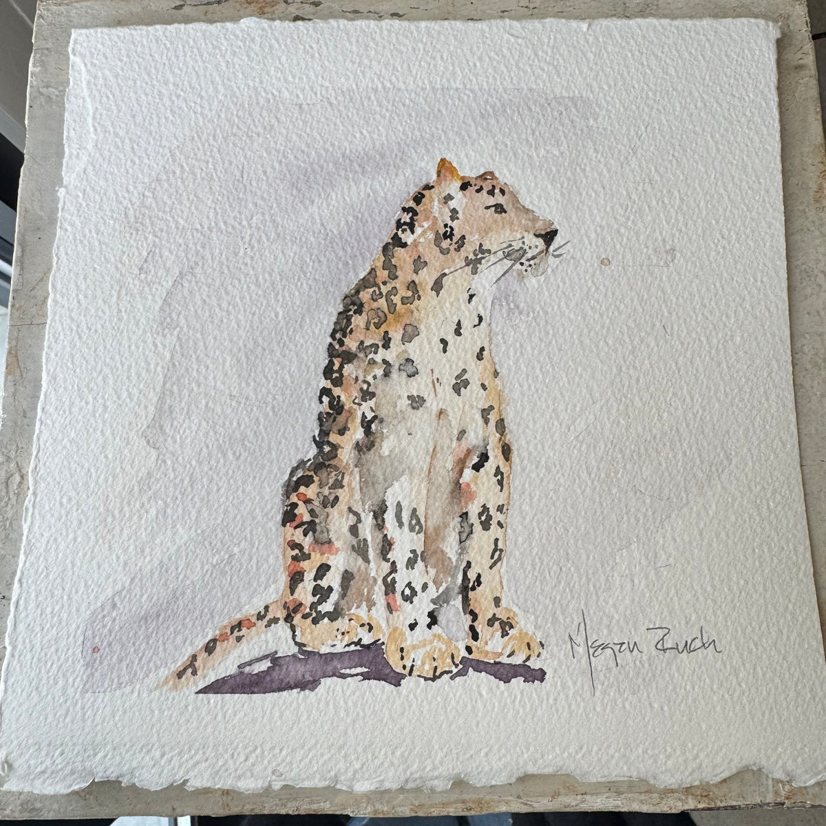 Gray “Cheetah” Unframed Watercolor Megan Ruch