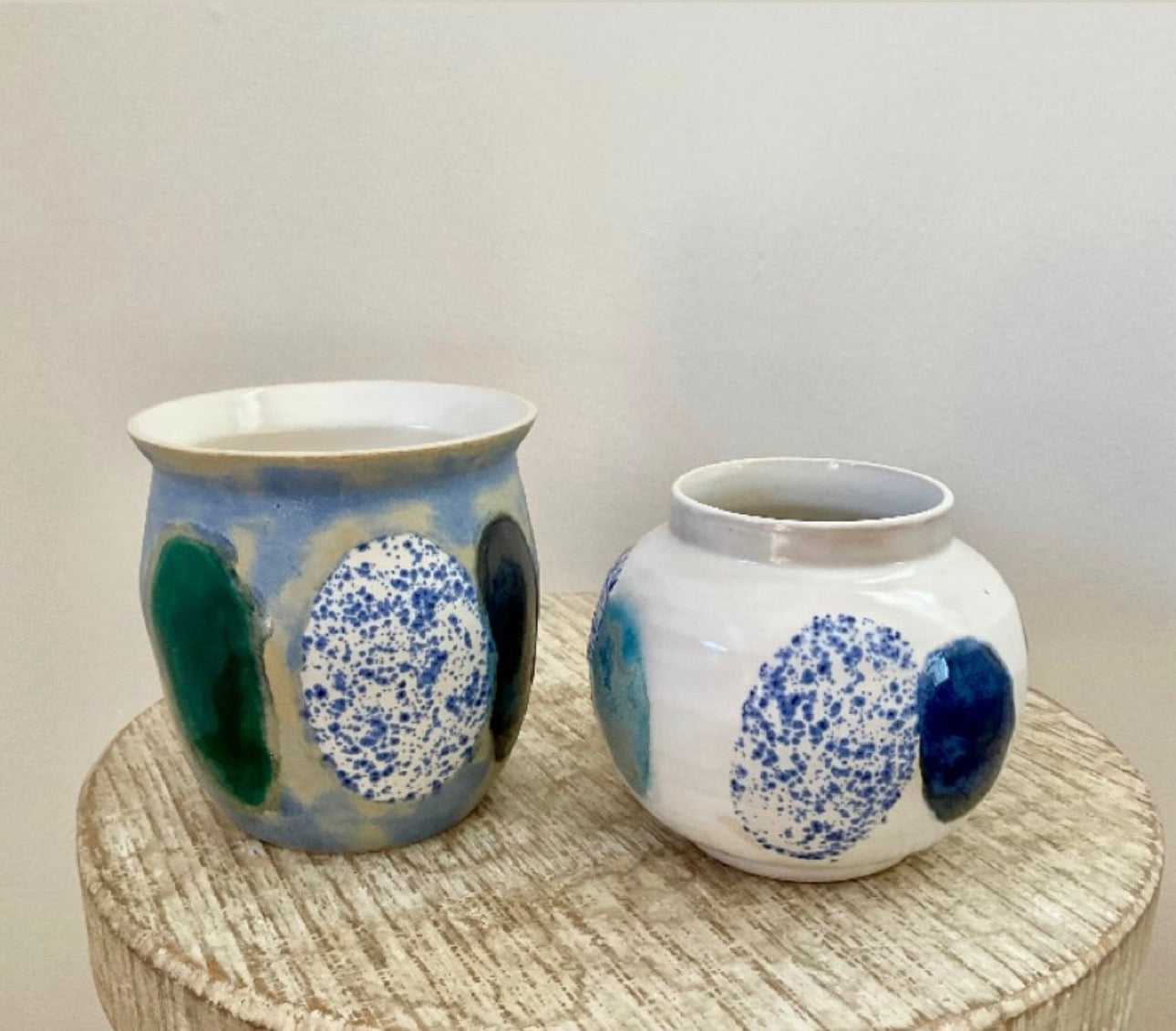 Multi Blue Dot 3.5" vase