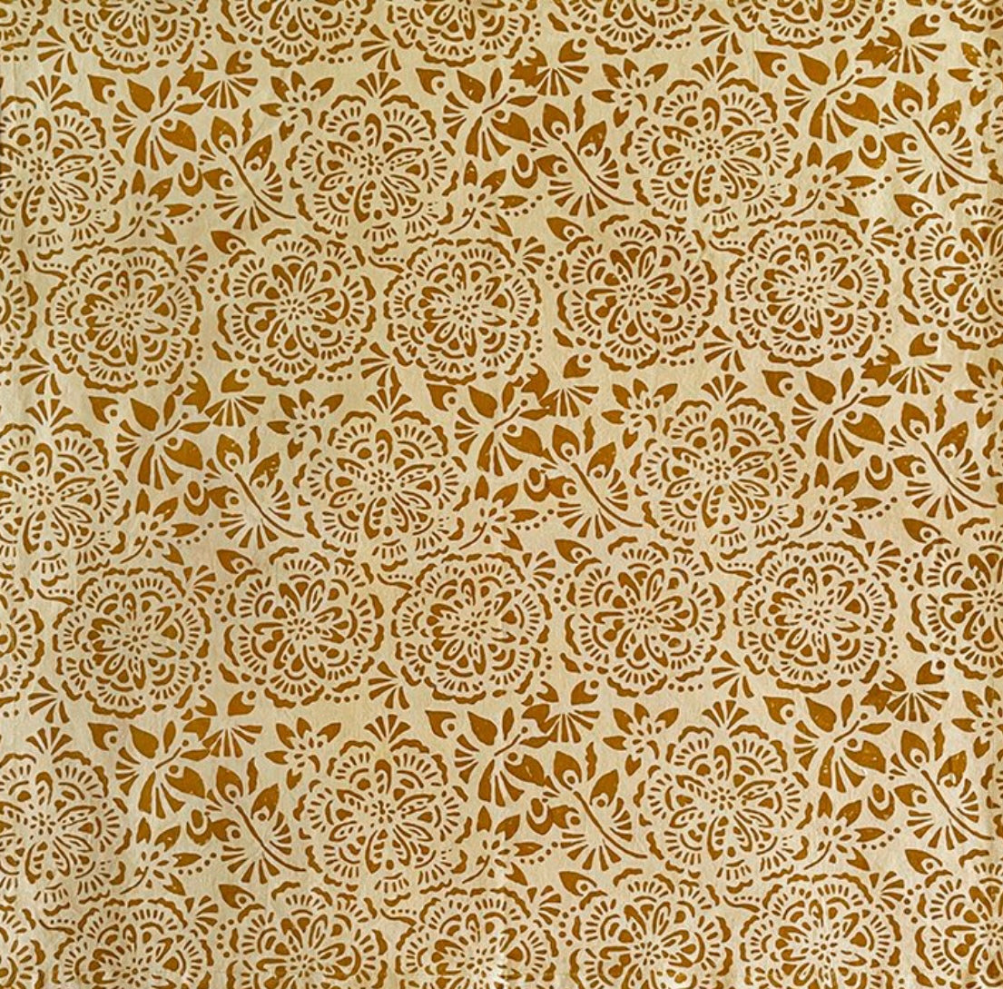 Passiflora Kashish Hand Block Printed Napkins - Ochre