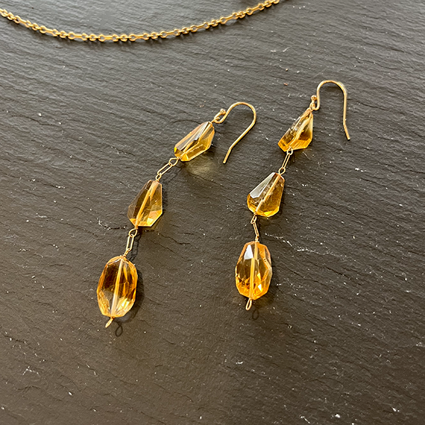 Citrine Earrings, Gold Filled