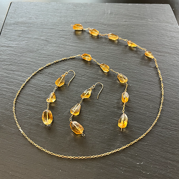 Citrine Earrings, Gold Filled