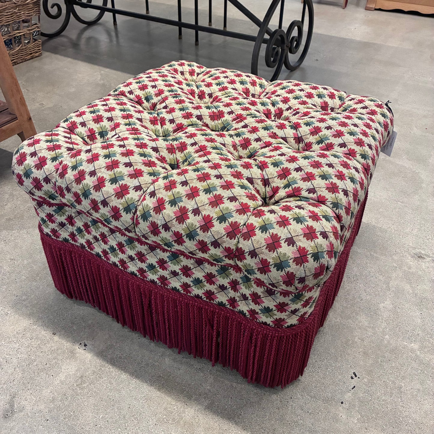 Gray Tufted Upholstered Ottoman Pete Hathaway