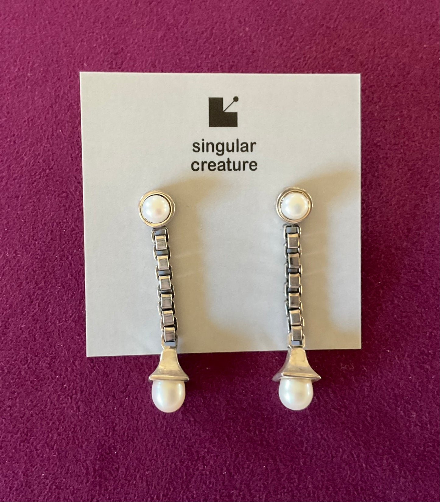 Claude Renaud - Pearl and Venetian Chain w/ Sterling Silver Earrings