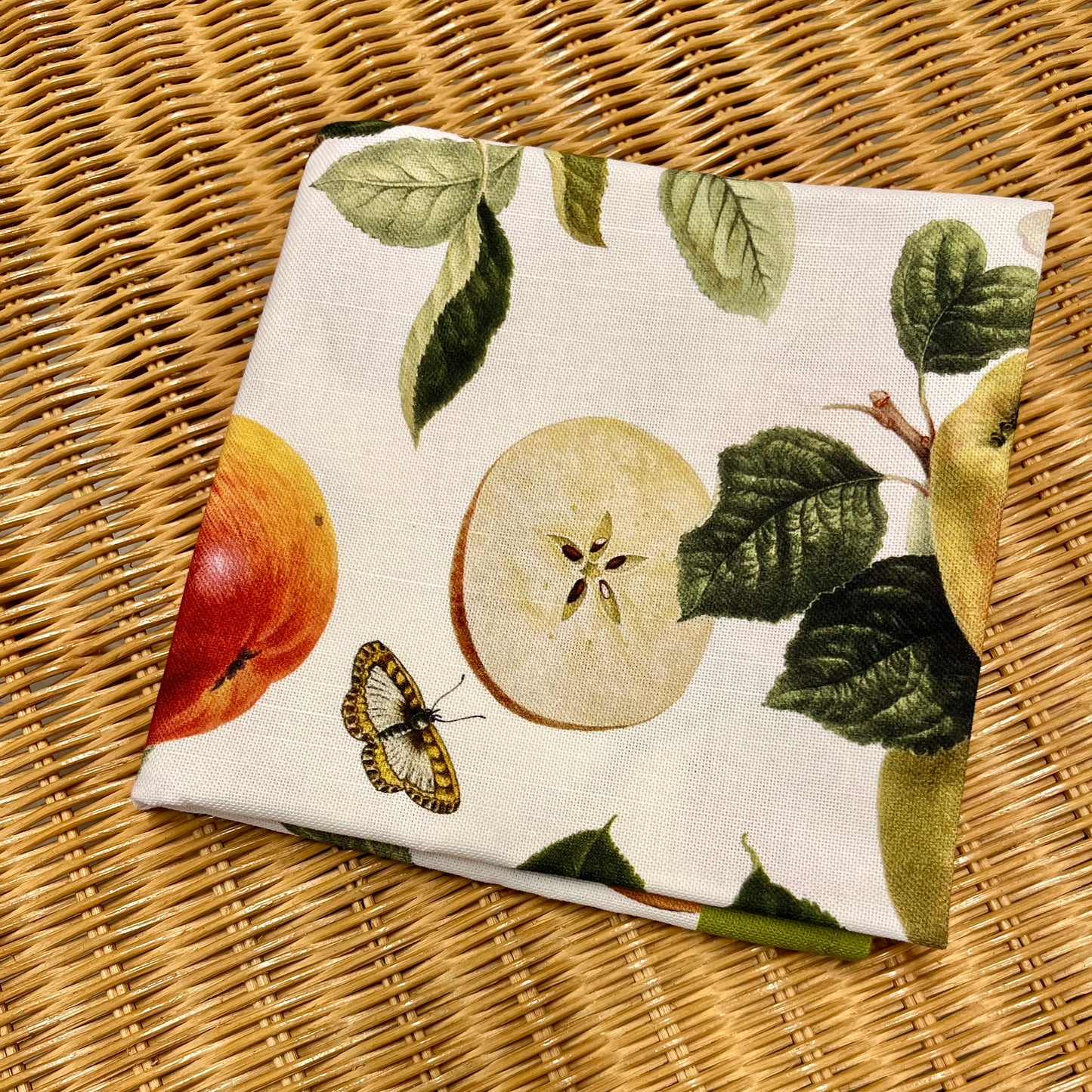 Hand Sewn Cotton Towel in Apple Pattern