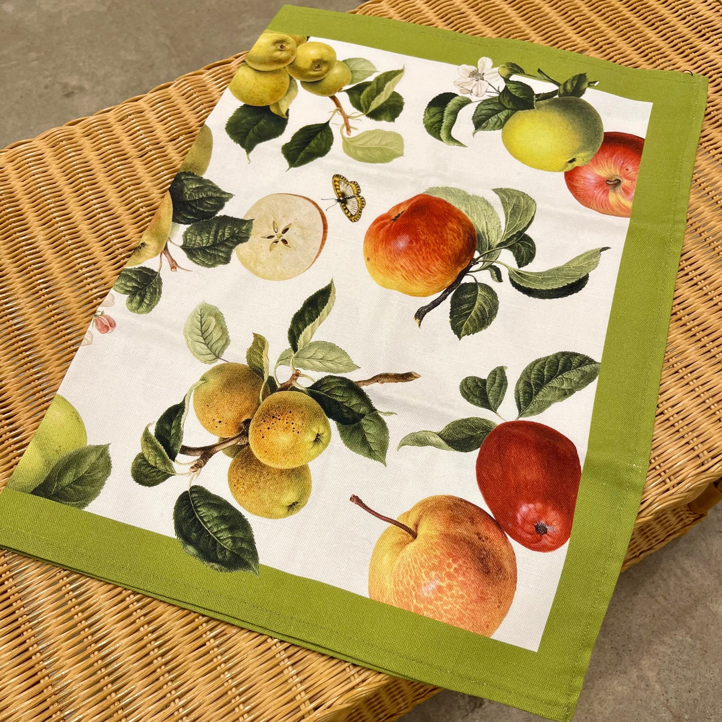 Hand Sewn Cotton Towel in Apple Pattern