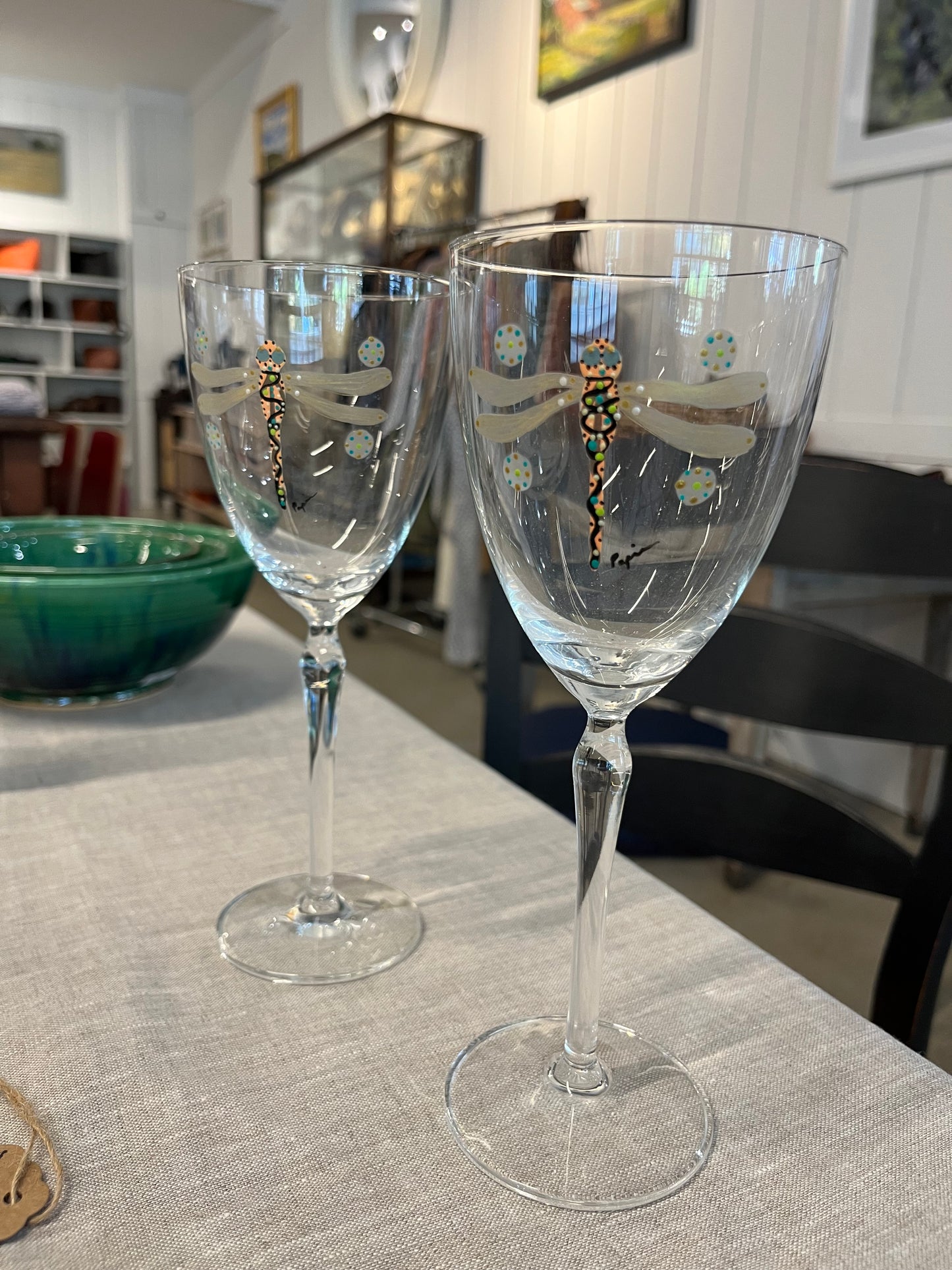 Etched Dragonfly Wine Glass