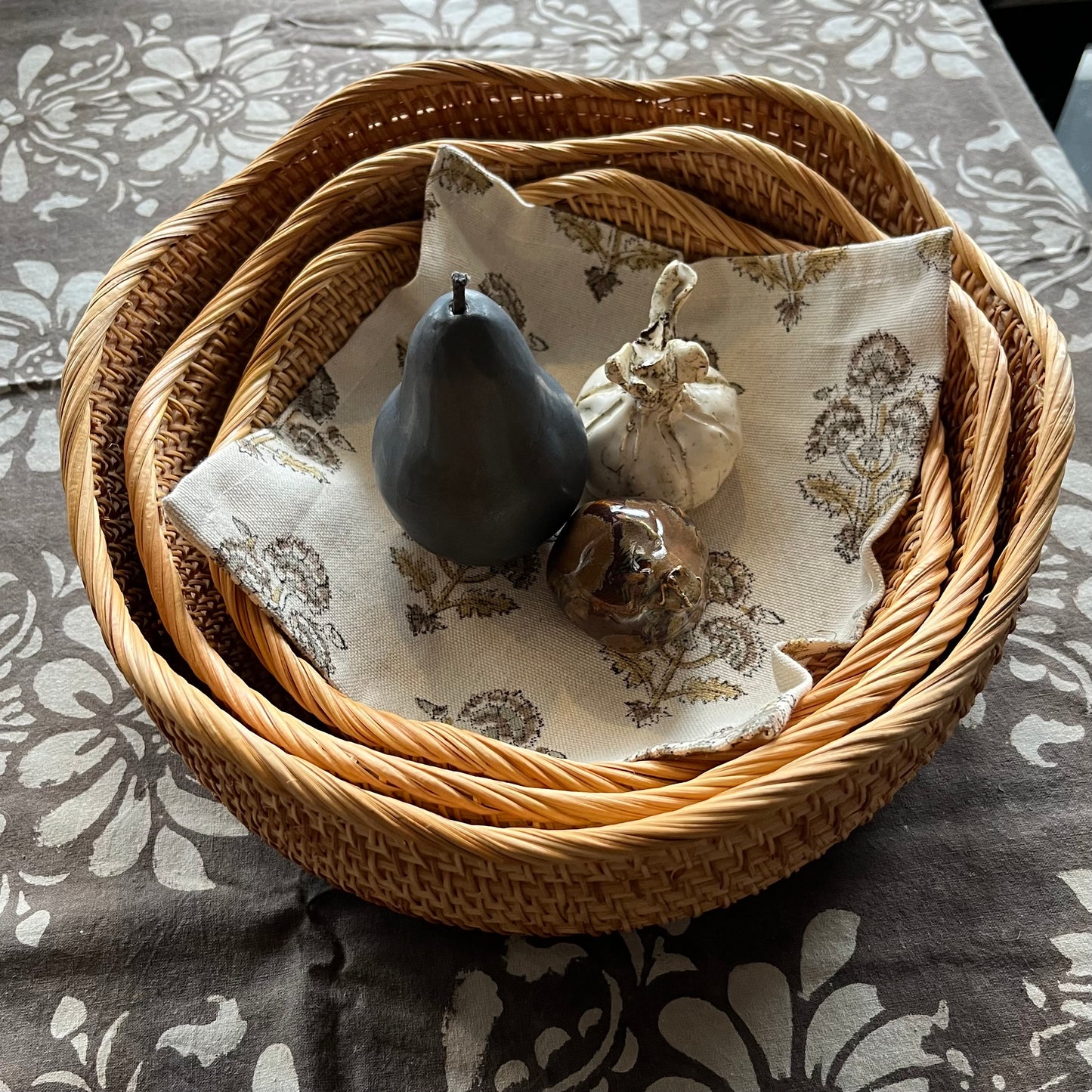 Scalloped Rattan Woven Basket