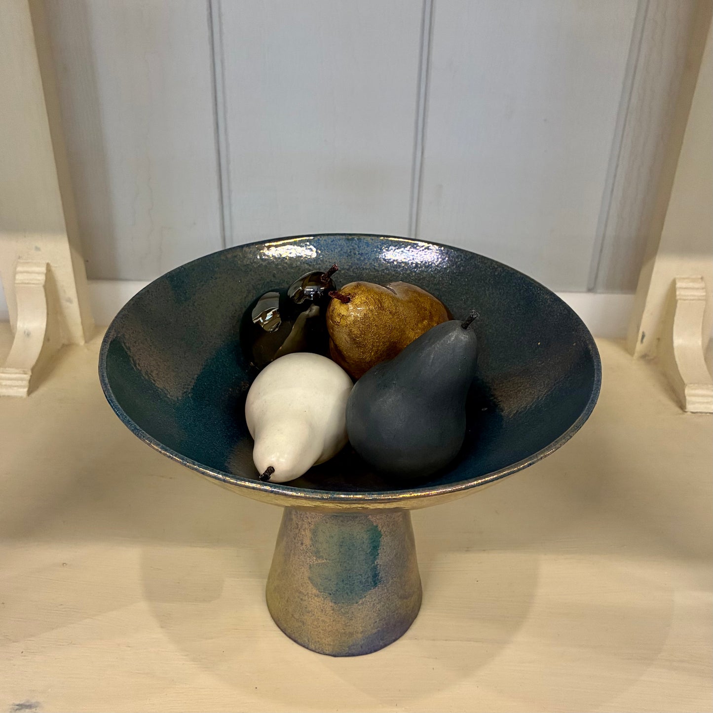 Stoneware Footed Bowl with Lustre Glaze