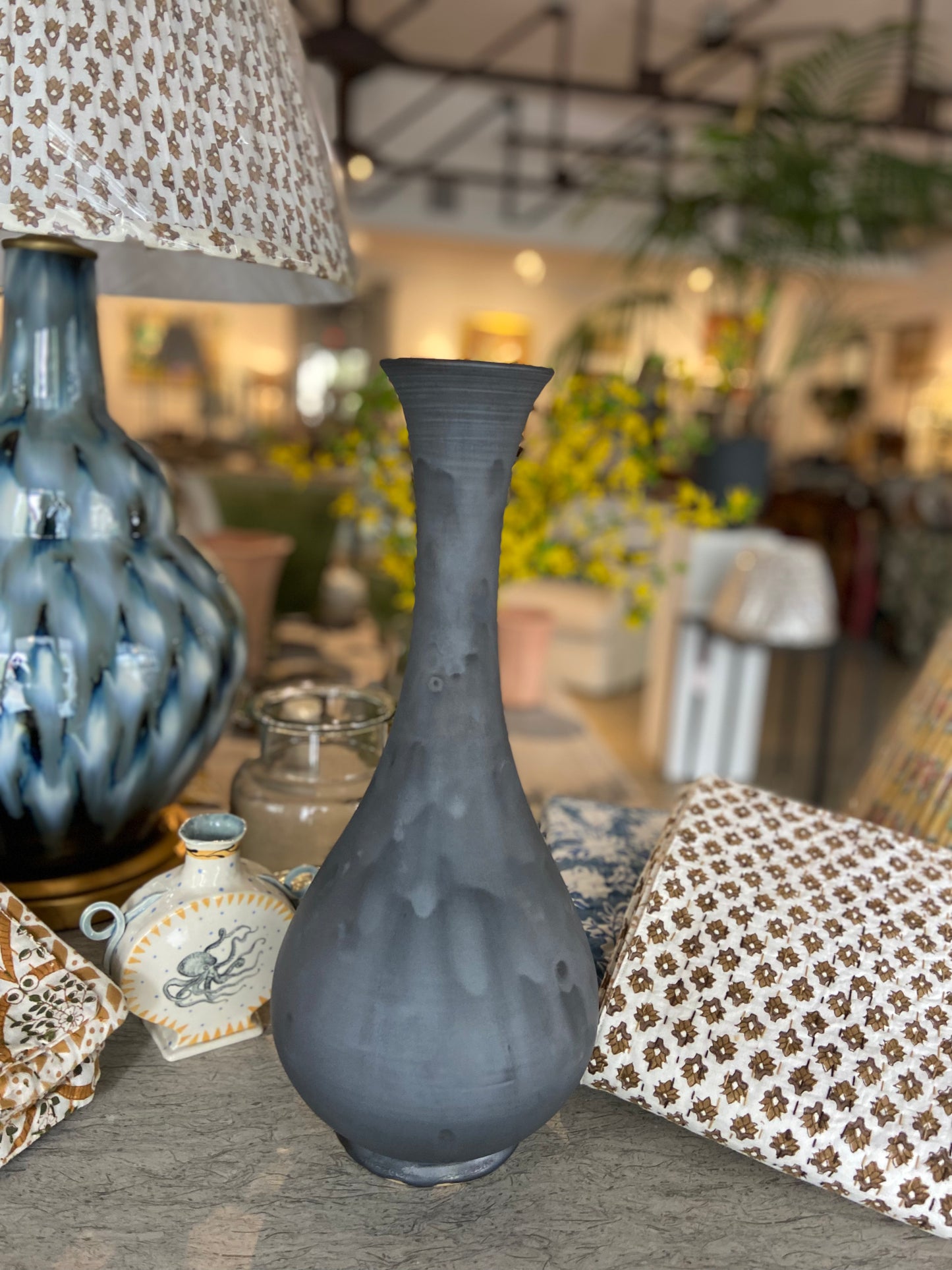 MALIKZADA 18" LONG NECK VASE MATTE SMOKE