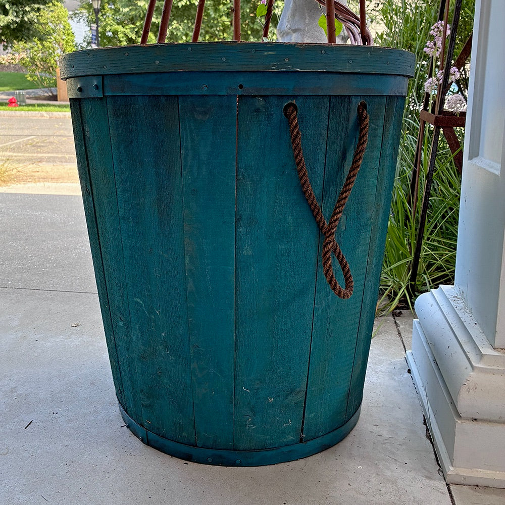 Pair of Blue-Painted Apple Buckets