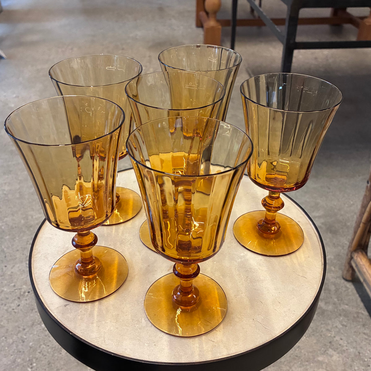 Dim Gray Set of 6 Amber Wine Glasses 100 Main