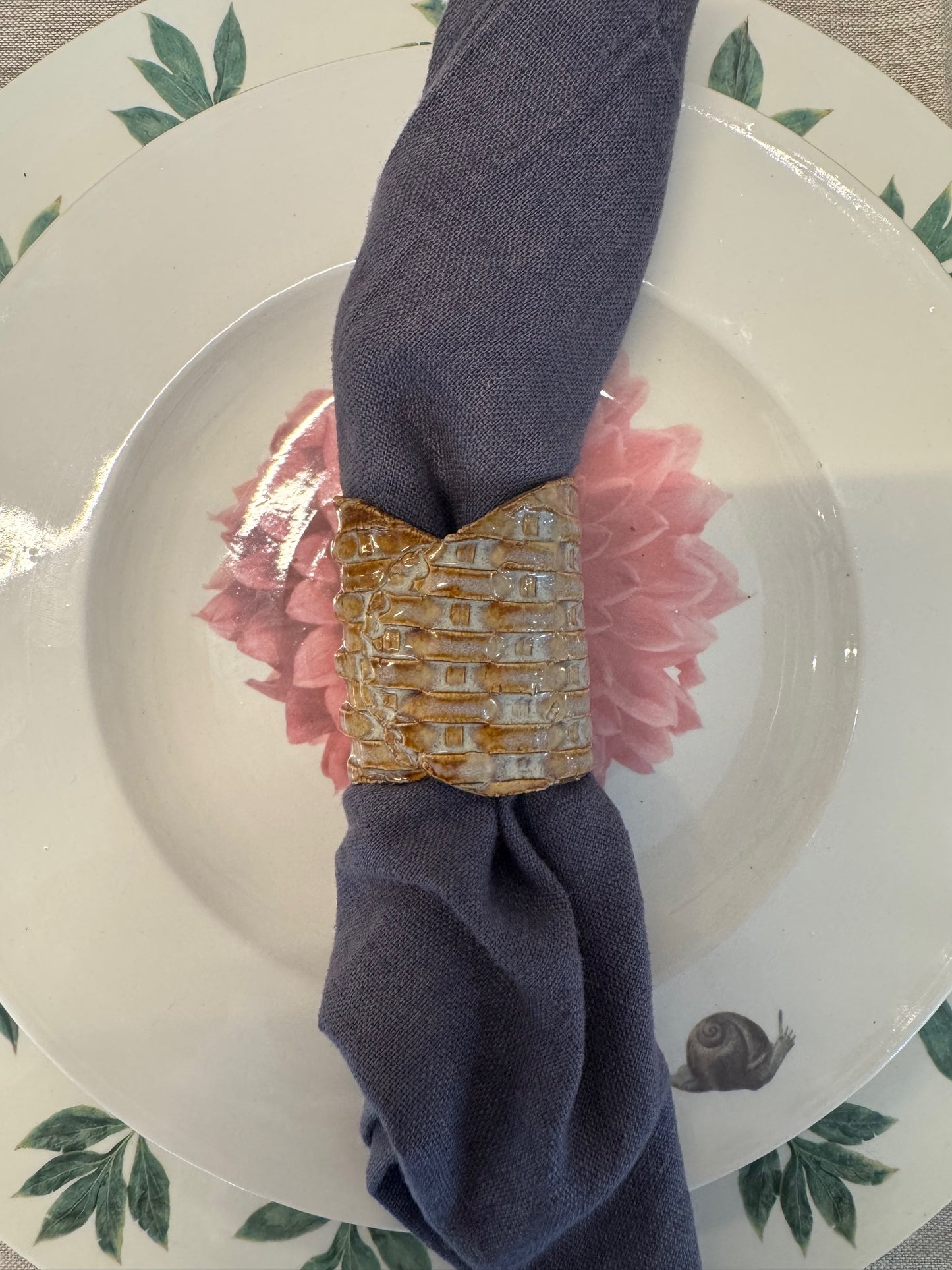 Gray "The Basket" Handmade Ceramic Napkin Rings River Road Ceramics