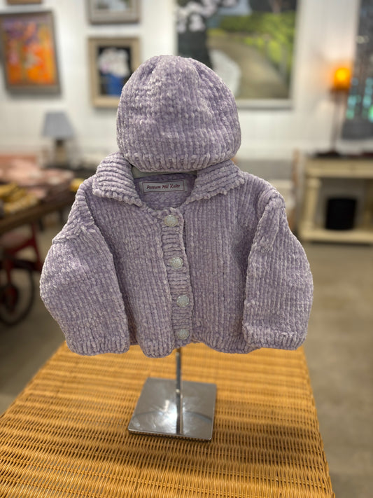 Purple Baby Sweater & Hat Set