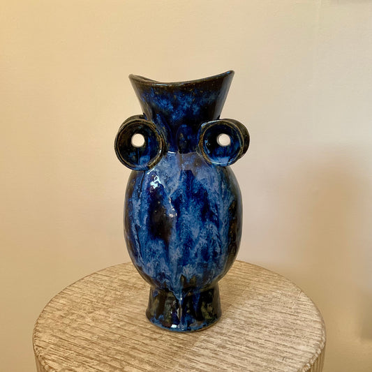 Claude Renaud Gloss Blue Oval Vase