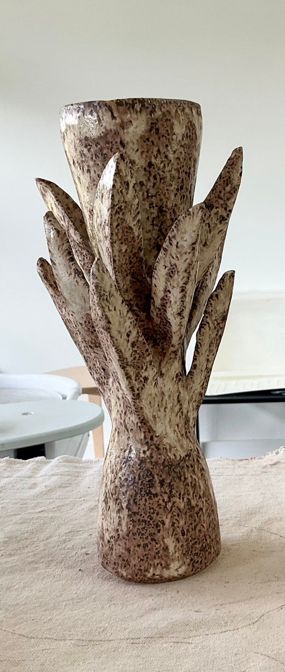 Speckled Cream Leaf Vase