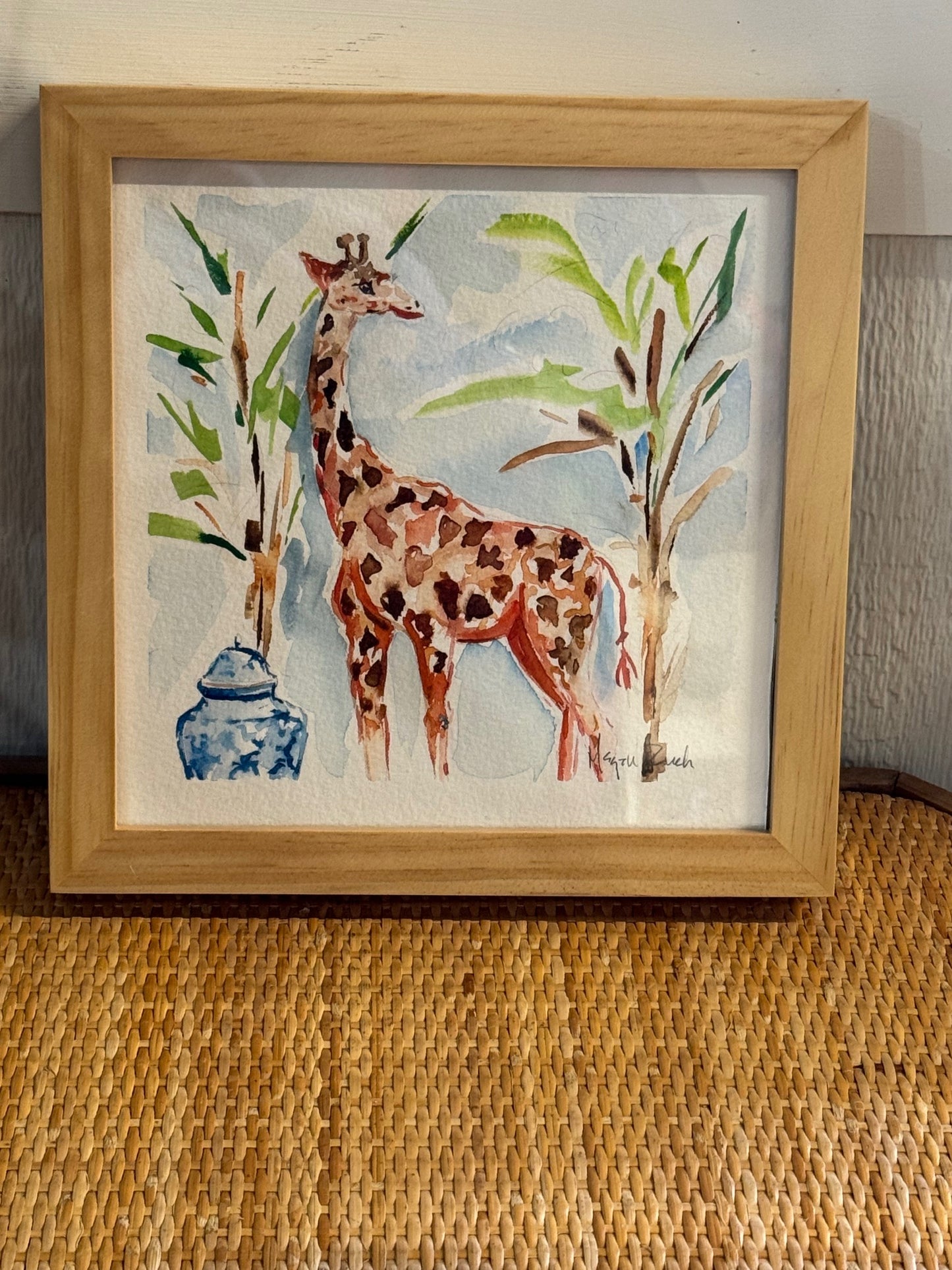 MEGAN RUCH FRAMED WATERCOLOR - GIRAFFE