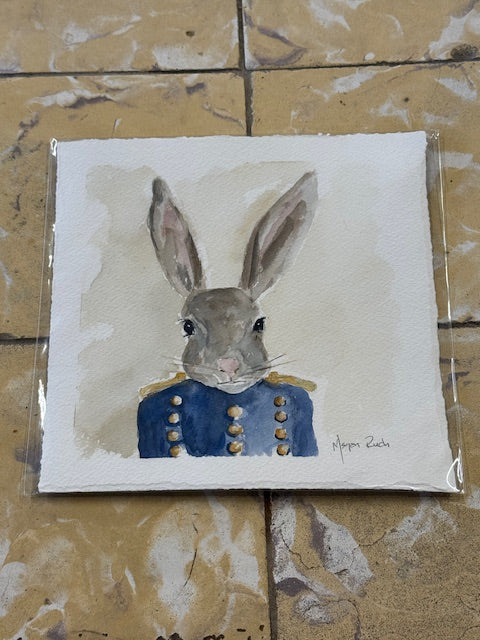 MEGAN RUCH UNFRAMED WATERCOLOR - Bunny Soldier