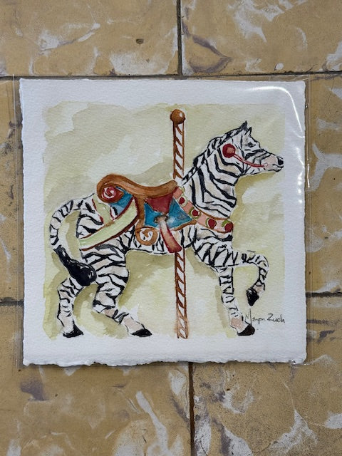Original Watercolor - Zebra Carousel