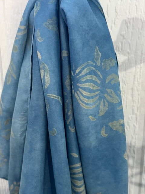 Botanically Dyed Silk Scarf - Blue Floral