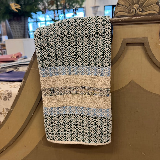 Festive Hand Towels - Green with Stripe