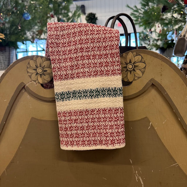 Festive Hand Towels - Red with Stripe