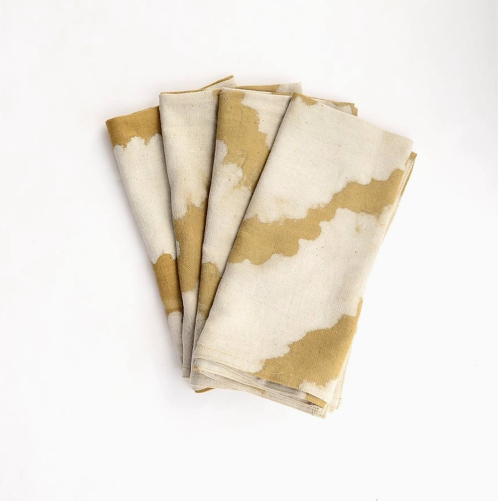 Golden Block Print Napkins - set of 4