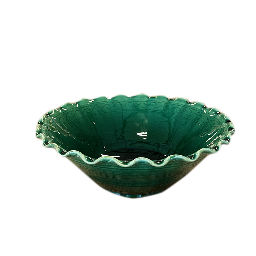 Etched Ruffle Bowl in Jade