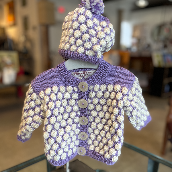 Violet Baby Sweater & Hat Set