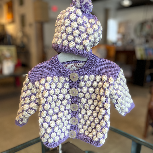 Violet Baby Sweater & Hat Set
