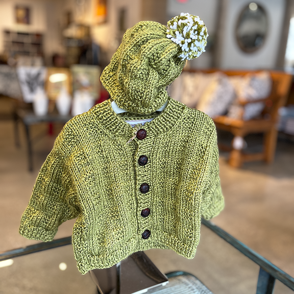 Green Baby Sweater & Hat Set