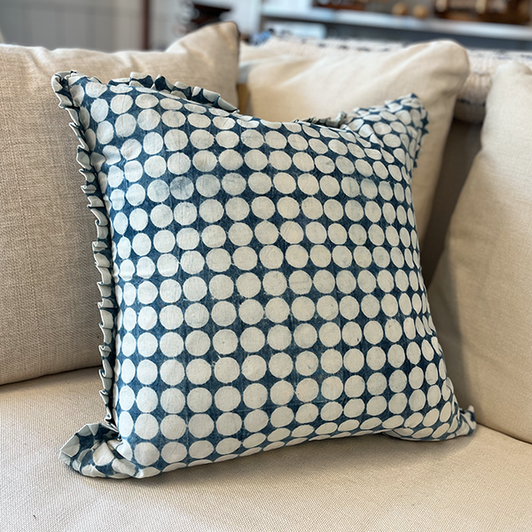 Les Indiennes Tania Dot Reverse Pillow Indigo