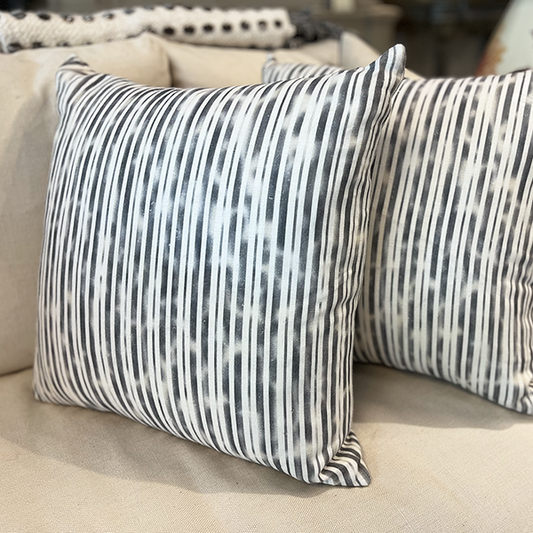 Blue and White Striped Pillow