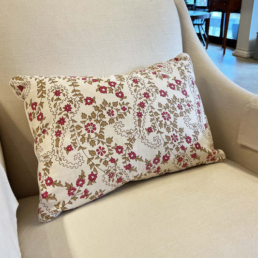 Red Bud Paisley Vine Pillow