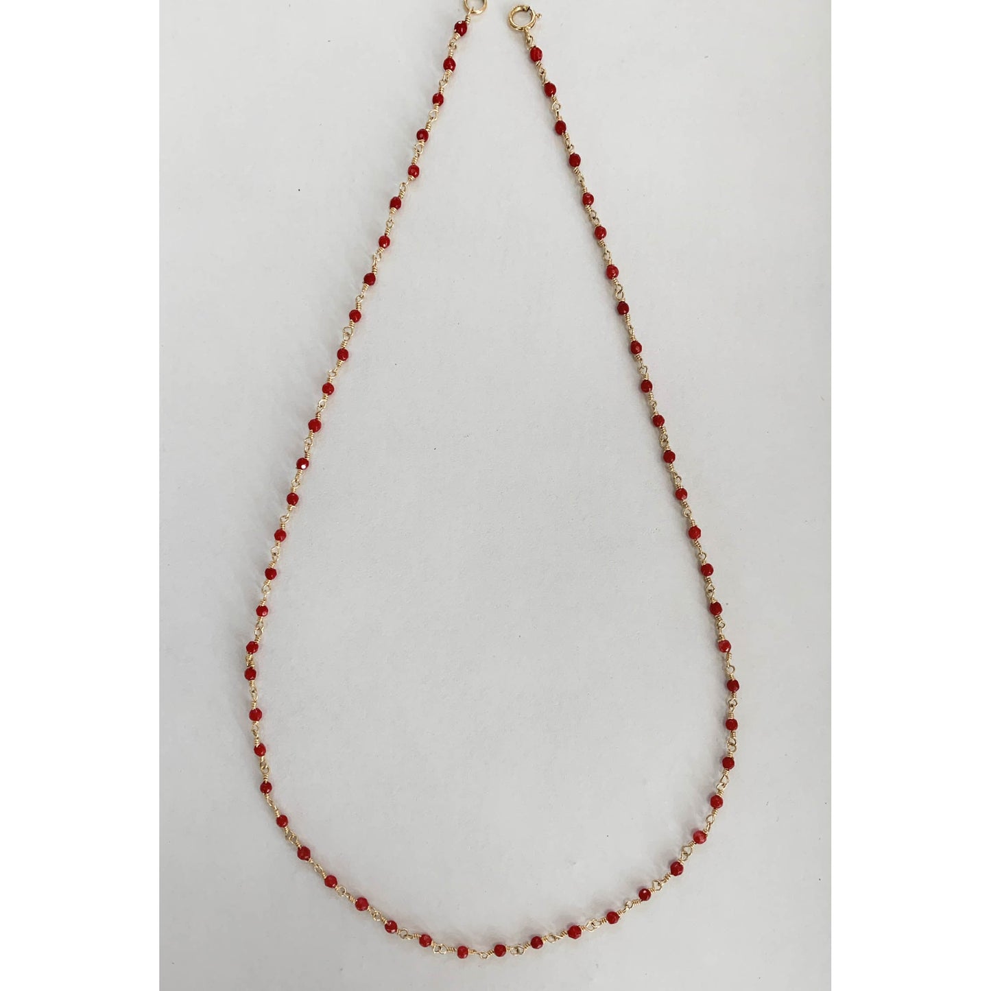 Red Coral Hand Wire Wrapped Beaded Necklace